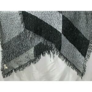 Francesca’s Women Accessories Oversized Scarf Black/Grey Fringe
